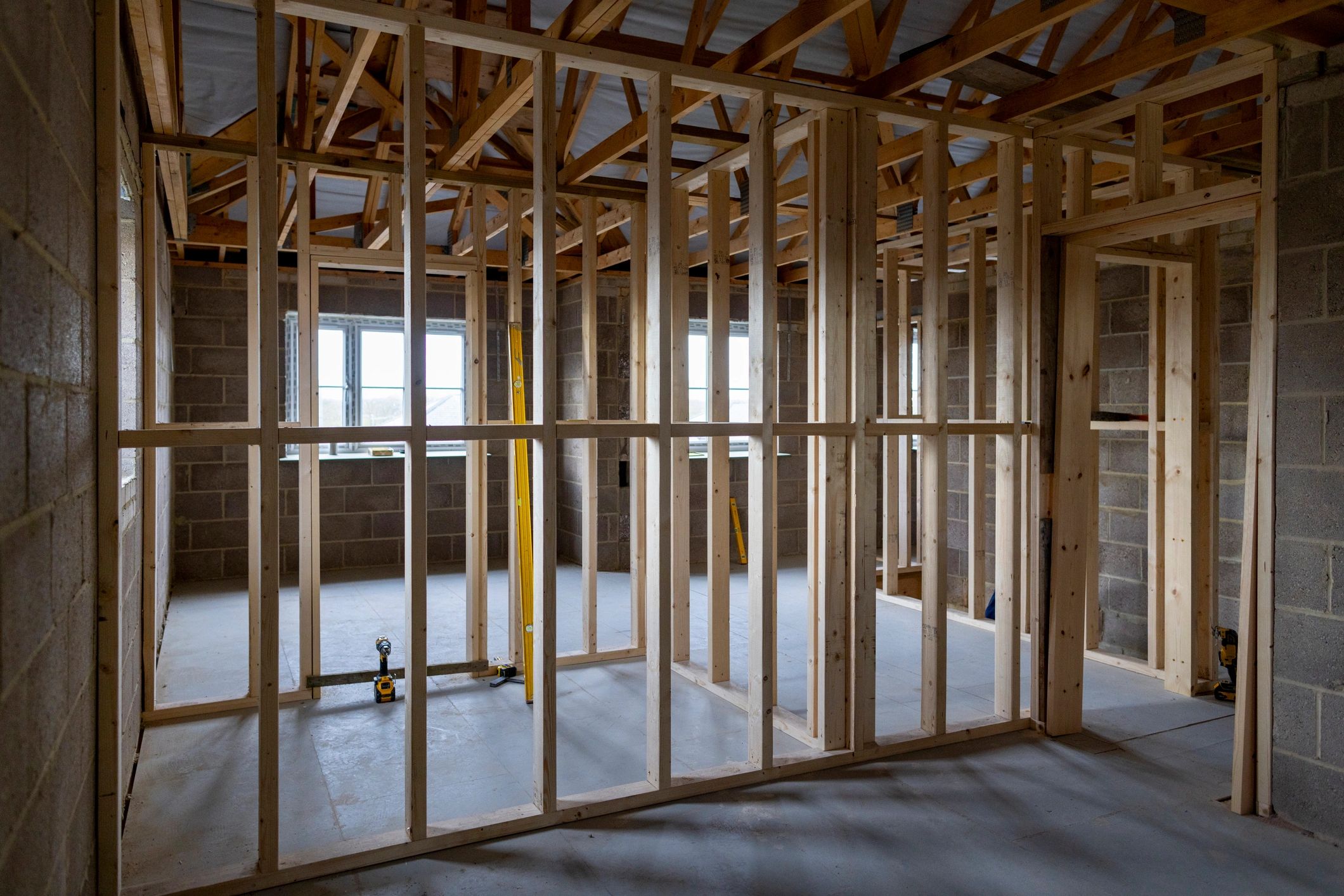 New home construction framing in progress